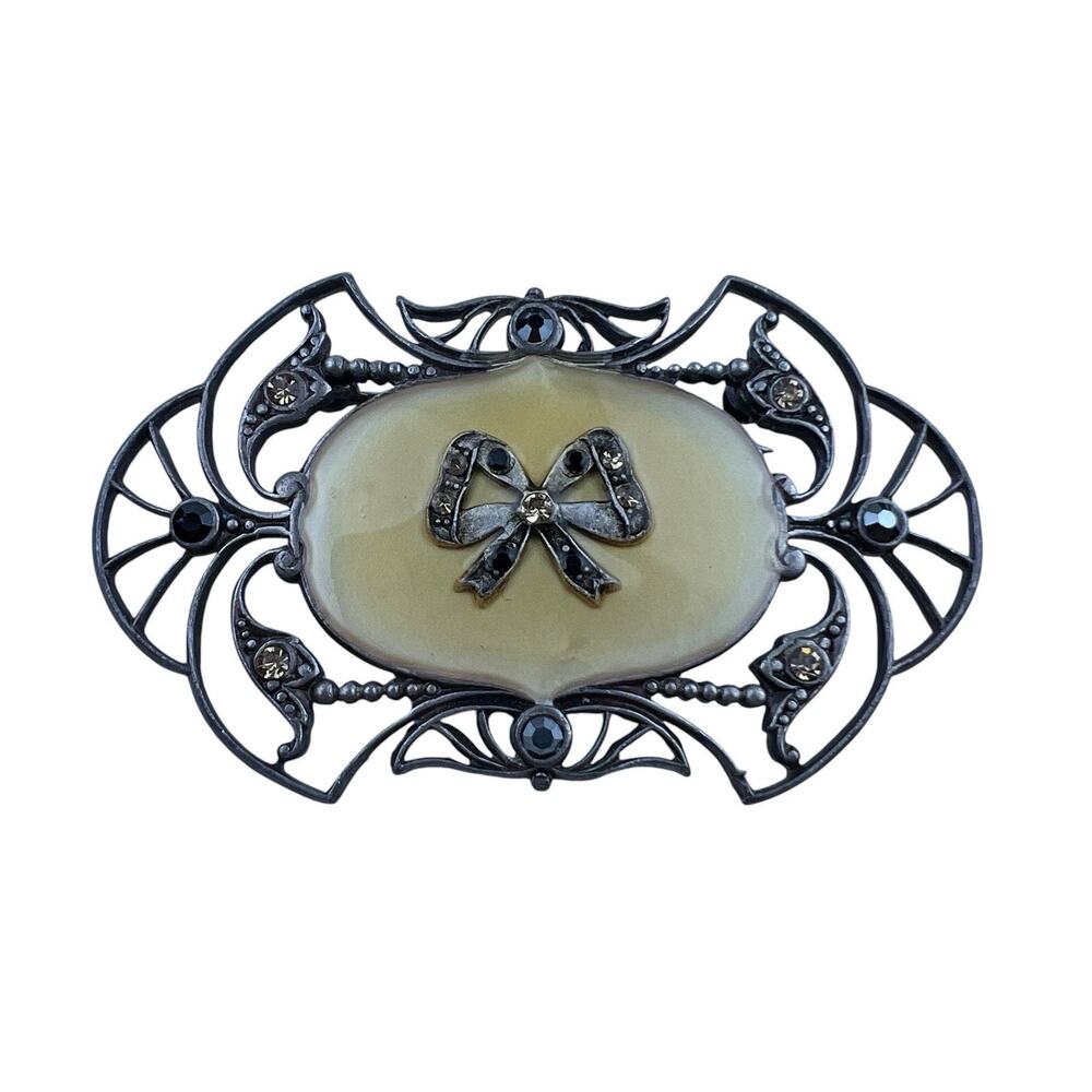 Vintage Catherine Popesco Brooch Enamel Bow Center